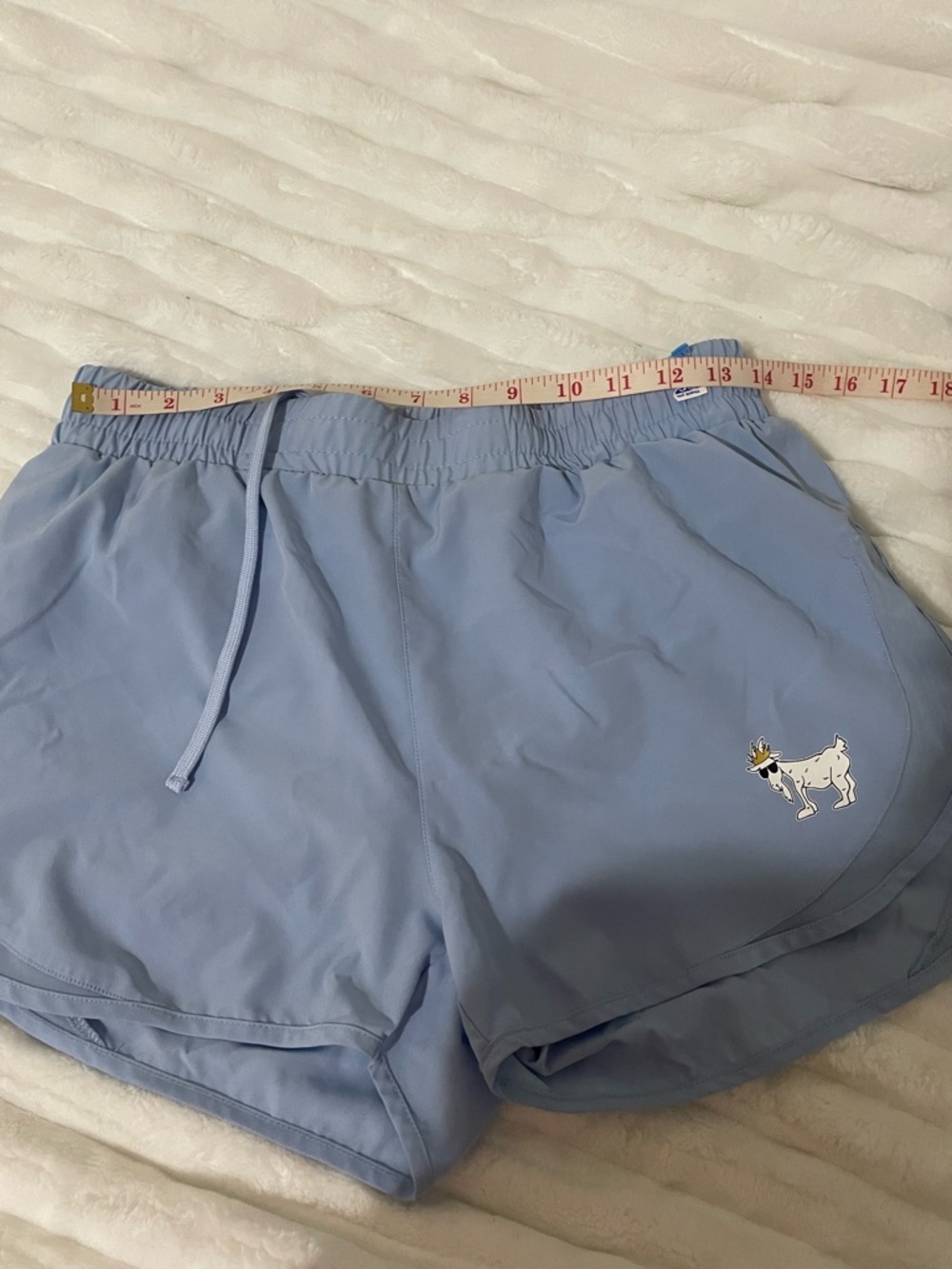 Light Blue Women's Athletic Shorts with Goat Logo - Picture 13 of 13